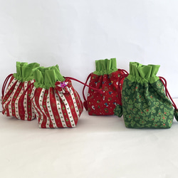 クリスマス好きに贈るミニ巾着　ハートちくちくヨーヨー　ストライプ 8枚目の画像