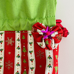 クリスマス好きに贈るミニ巾着　ハートちくちくヨーヨー　ストライプ 3枚目の画像