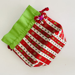 クリスマス好きに贈るミニ巾着　ハートちくちくヨーヨー　ストライプ 6枚目の画像
