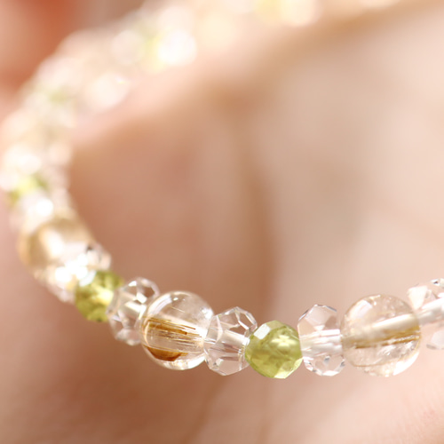 ☆プレミアムブレス☆ゴールド＆シルバールチルクォーツ：6ミリ