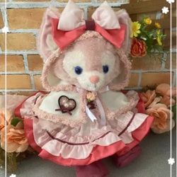 リーナベルＳサイズ☆コスチューム☆ピンク花柄6点セットのワンピース☆ボア付きケープ☆ 2枚目の画像