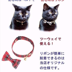 貓咪項圈緞帶 + 安全帶 2 件組聖誕安全扣帶鈴美國棉 第5張的照片