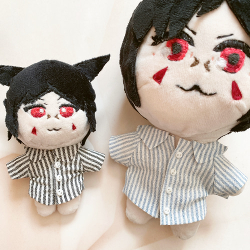ぬいぐるみマスコット ストライプシャツ ぬい服 ストライプYシャツ 10～12、15～17cm向け おしゃれ