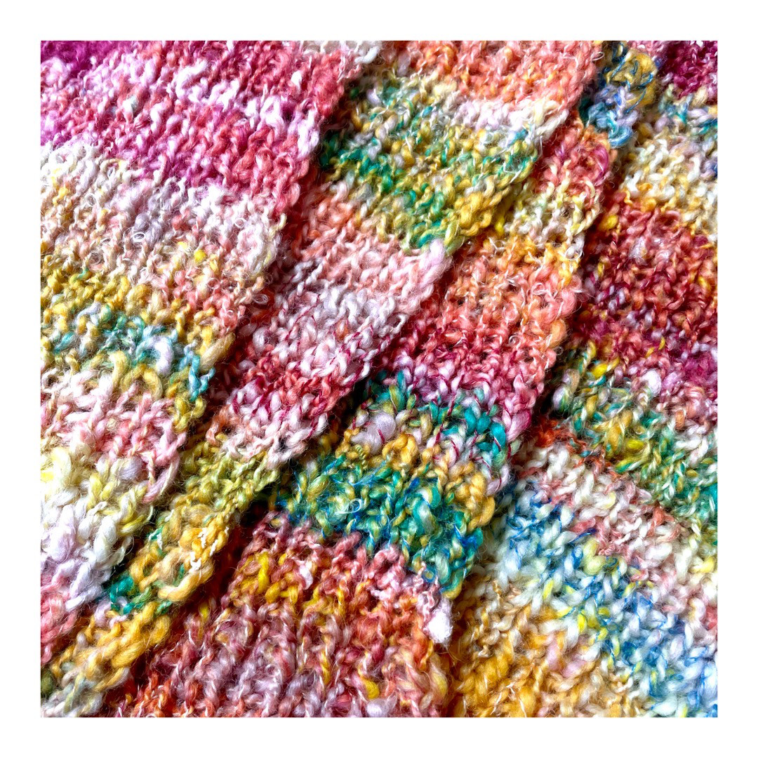 【SALE】手紡ぎ/編みマフラー 「ビビッド」