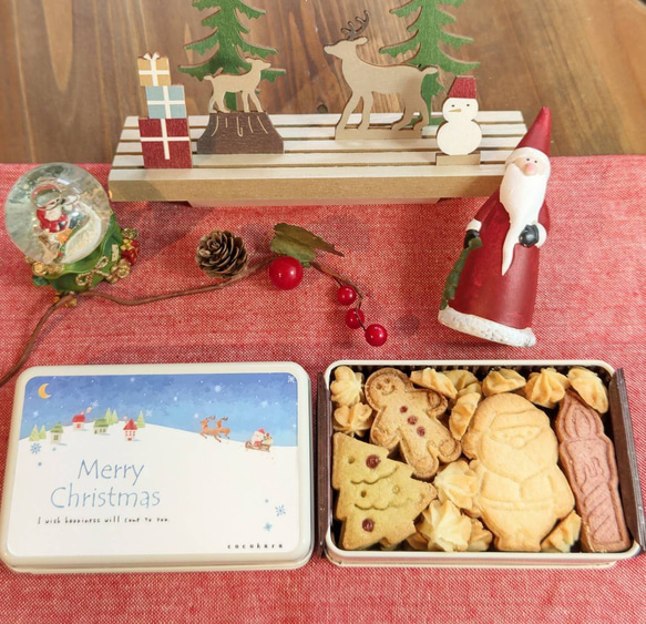 【完売御礼】クリスマスクッキー缶2023 小　B タイプ【オプションよりラッピング選択可】 1枚目の画像