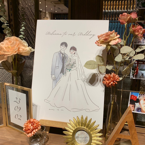 似顔絵ウェルカムボード♡│かわいい結婚式・ウェディング