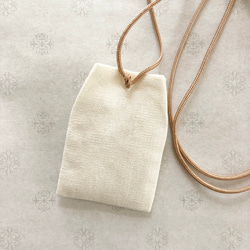 お守り袋　ミニサイズ  ハーフリネン　デコレクションズ　首かけタイプ♡ふんわり裏地付き　送料無料 2枚目の画像