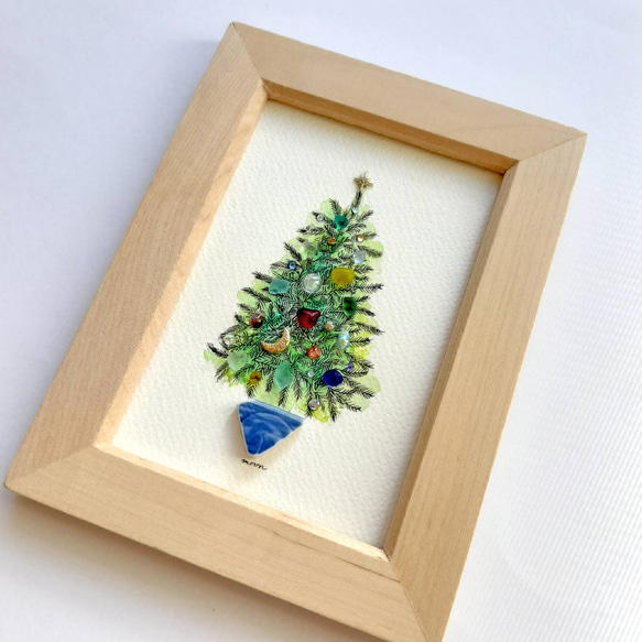 〈クリスマスツリー〉シーグラスアート 4枚目の画像