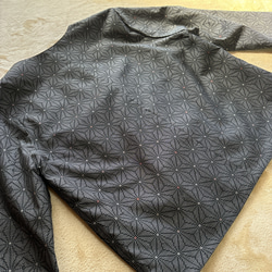 大島紬のノーカラージャケット　リバーシブル　麻の葉×亀甲　着物リメイク 7枚目の画像