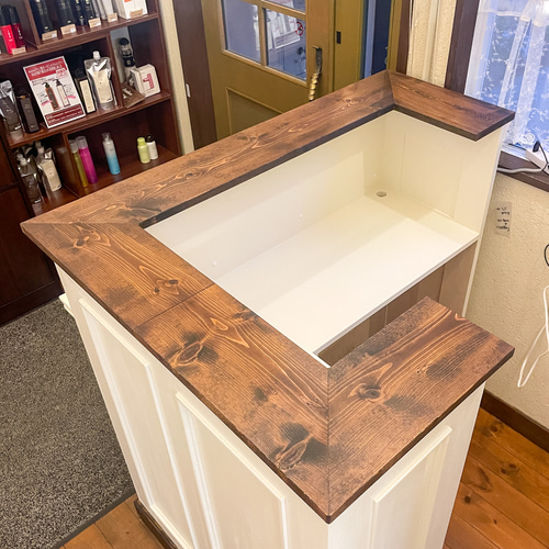 美容室L字カウンター（W1200ホワイト） 脱毛サロンレジ