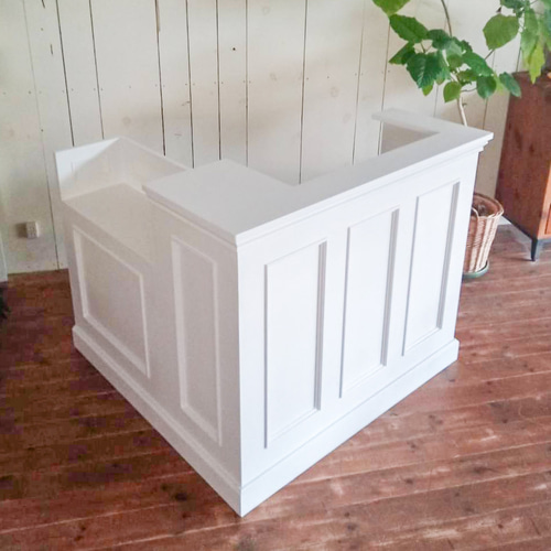 美容室L字カウンター（W1200ホワイト） 脱毛サロンレジカウンター 受付