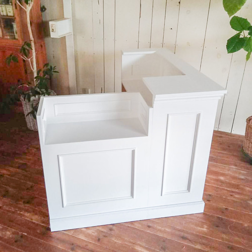 美容室L字カウンター（W1200ホワイト） 脱毛サロンレジカウンター 受付