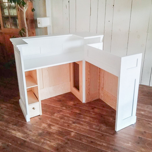 美容室L字カウンター（W1200ホワイト） 脱毛サロンレジ