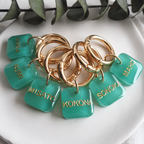 両面文字入れ可【Dearest】レジン ティファニーブルー 名入れ おそろい