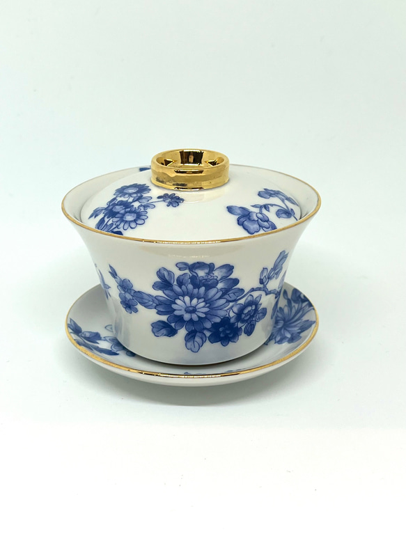 シノワズリ中国茶器　蓋碗　カップ&ソーサー 1枚目の画像
