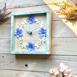 お花の掛け時計　ブルー 4枚目の画像