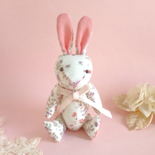 うさぎ ぬいぐるみ アメリカ ファンシー ピンク パッチワーク パステル 花柄 うさぎ ぬいぐるみ アメリカ ファンシー ピンク パッチワーク パステル