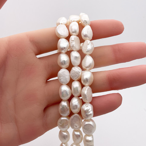 淡水パール バロック フラット ボタン 本真珠 11mm 12mm 13mm 中粒