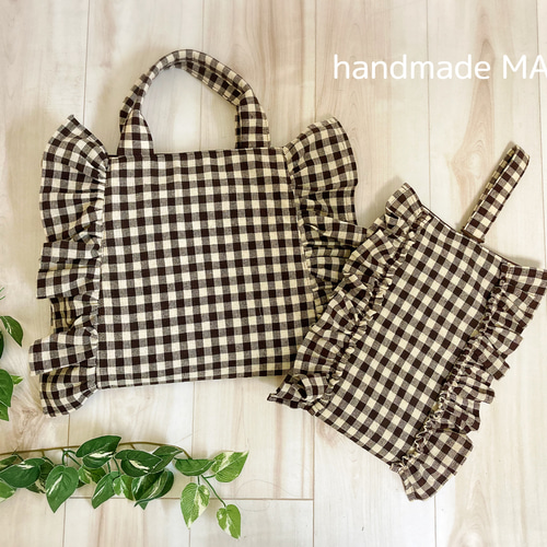 49 ハンドメイドチェリーレッスンバッグ 水玉ドットフリルバッグゆめかわ