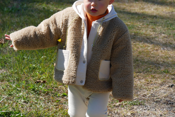 子供服　ベビー服　フード付きボアコート　冬用 9枚目の画像