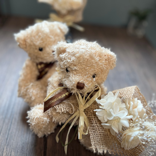 【くまくま様おまとめ】ドライフラワー ガラスドーム ぬいぐるみと花 誕生日の花 色が変わる魔法のバラ