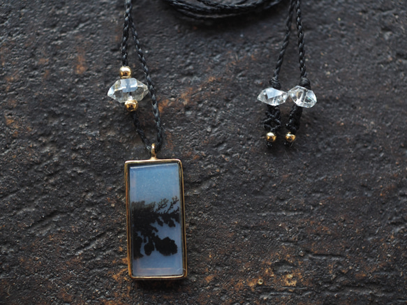 dendritic agate brass necklace (kogarashi) 2枚目の画像