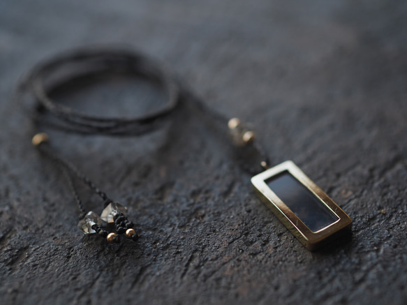 dendritic agate brass necklace (kogarashi) 12枚目の画像