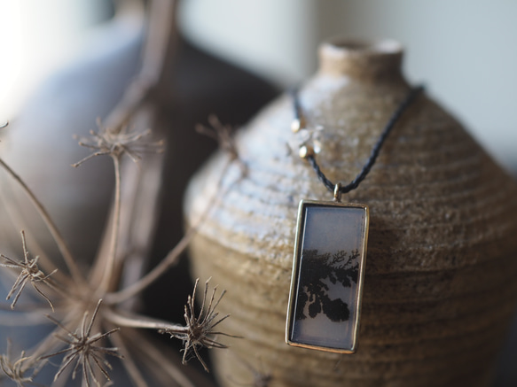 dendritic agate brass necklace (kogarashi) 9枚目の画像