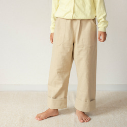 長く着れる子供服／コーデュロイのゆったりストレートパンツ（120cm〜140cmくらい）／コットンリネン 5枚目の画像