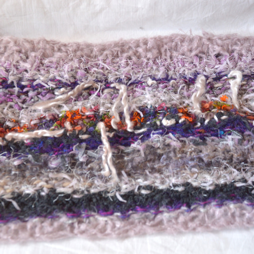 ファンシーヤーンをかのこ編みで編むスヌードキット 渋lavender
