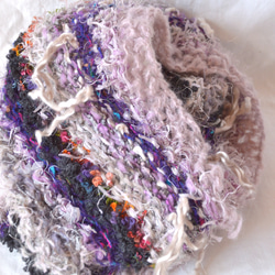 ファンシーヤーンをかのこ編みで編むスヌードキット 渋lavender