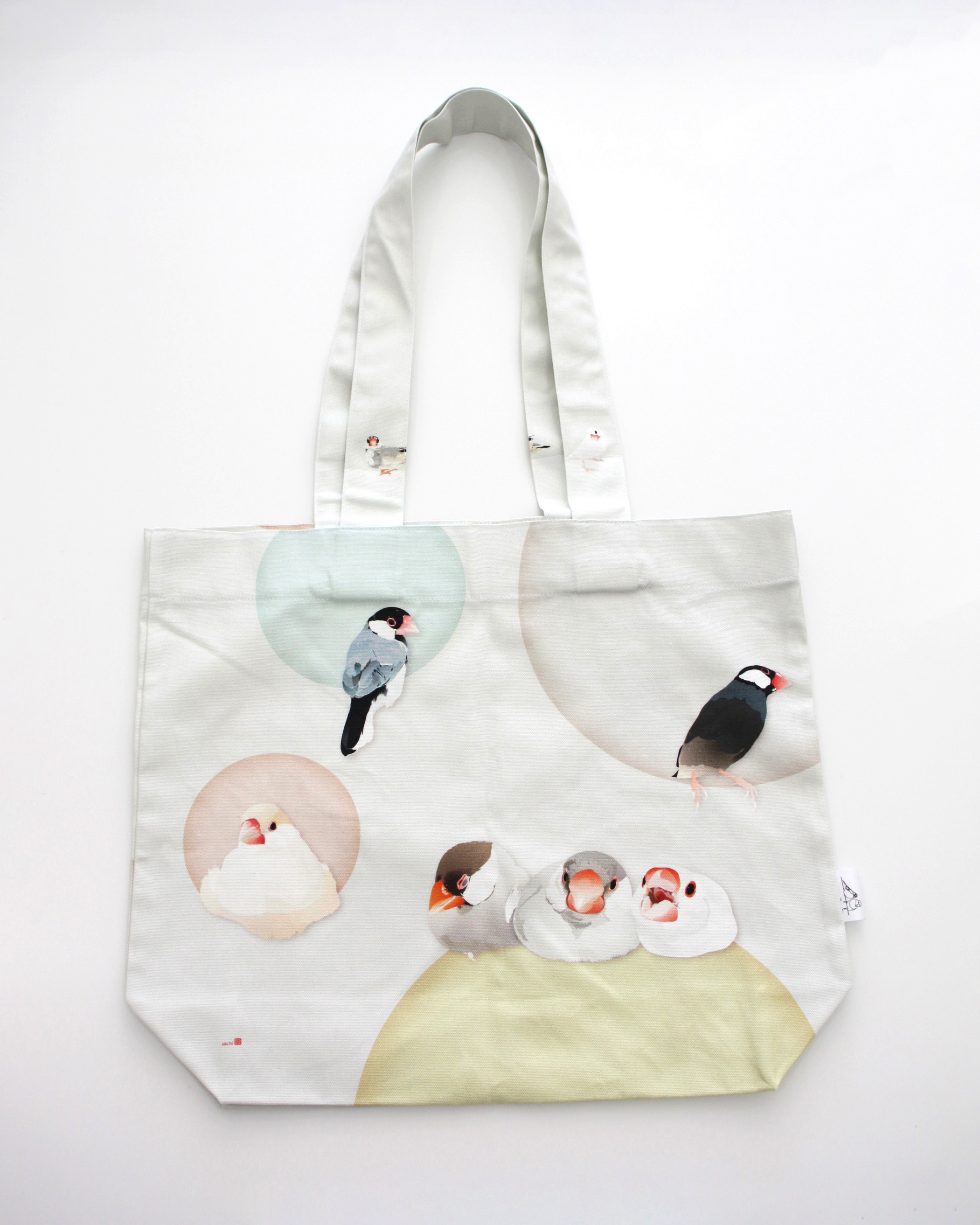 キャンバス生地トート「うすいろ文鳥」