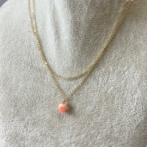 価格変更】ピンク珊瑚 ネックレス サンゴ ゴールド色留め具