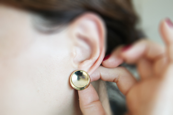 ERG-2526-G [2件]圓形耳環，圓形耳柱/19.3mm x 19.4mm 第6張的照片