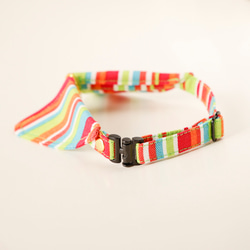 貓項圈 Eri 帶安全扣 尺寸可調式彩虹條紋 第6張的照片