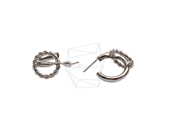 ERG-2528-R [2 件] 圓形耳環，圓形耳柱/15mm x 21mm 第3張的照片