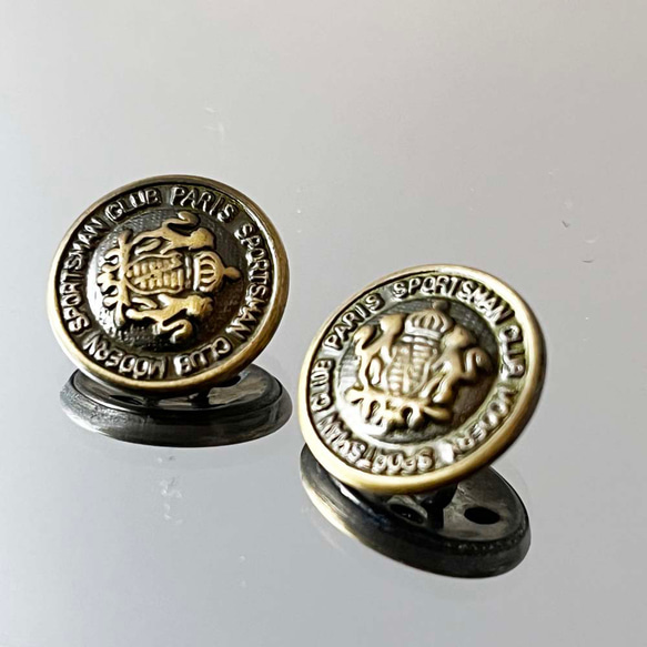【送料無料】2個 PARIS ヴィンテージ 紋章 昭和 レトロ メタルボタン 素材 [HC1056b] 7枚目の画像