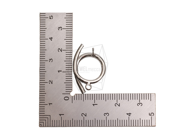 ERG-2529-R [2 件] 圓形耳環，圓形耳柱/15mm x 24mm 第5張的照片