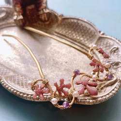 ✤珊瑚と真珠の簪 ✤ アメジスト アベンチュリン 10枚目の画像