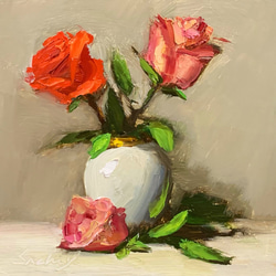 油彩画 Pink Rose 絵画 Sachi Yoshimoto Art 通販 16780943｜Creema