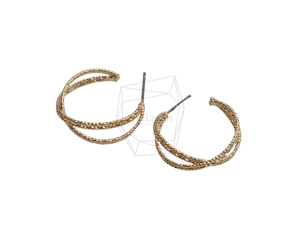 ERG-2540-G【2個入り】ダブルラウンドピアス,Double round Post Earring 2枚目の画像