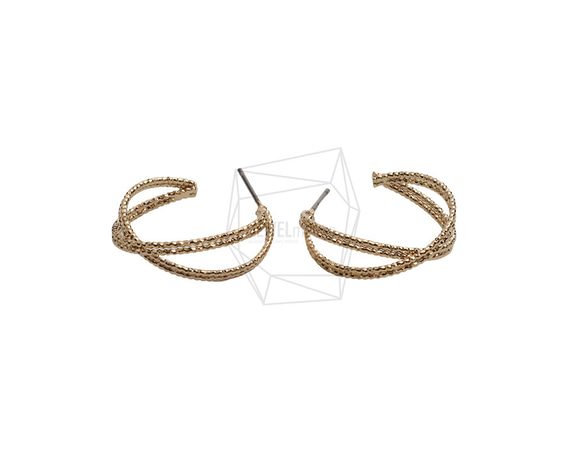 ERG-2540-G【2個入り】ダブルラウンドピアス,Double round Post Earring 1枚目の画像