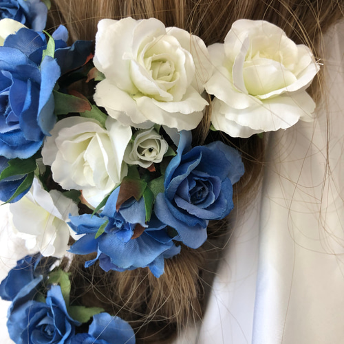 Moitie 初期青薔薇ヘッドドレス モワティエMoi-meme-Moitie青薔薇付きヘッドドレスワイヤー入り