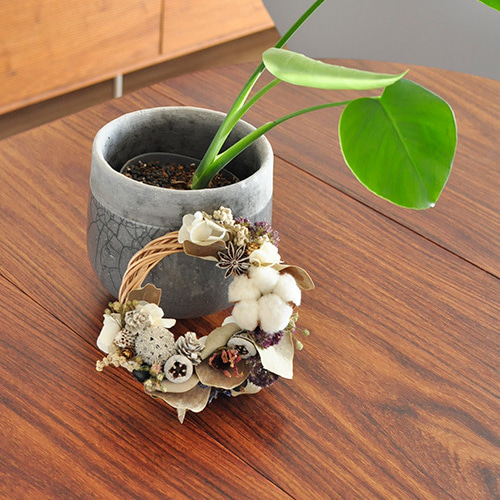 ドライフラワー クリスマスリース】綿と実のドライフラワーの