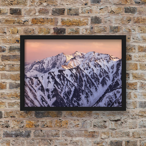 後立山連峰と特急あずさ号絵画風景画山岳風景