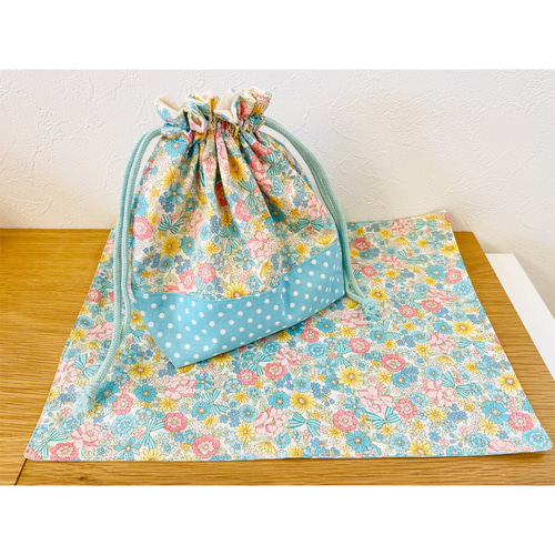 お花柄／ランチョンマット巾着袋コップ袋給食袋オーダー