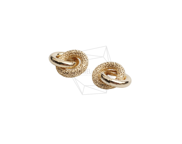 PDT-2721-G【2個入り】ダブルラウンドペンダント/Double Round Earring Charm 2枚目の画像