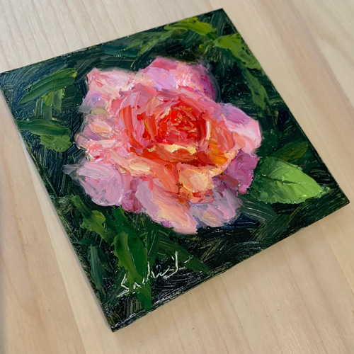 油絵 油彩 油彩画 絵 絵画 【Rose】 油彩画 Garden Rose 絵画 Sachi Yoshimoto Art 通販 16779852
