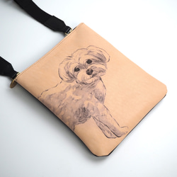 拉鍊手拿包（馬爾他/拉絲系列）狗狗單色真皮智慧型手機迷你肩背包 第5張的照片