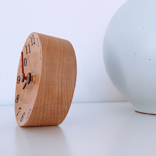 木製 置時計 アナログ 丸い 可愛い 静音ムーブメント 睡眠を邪魔しま